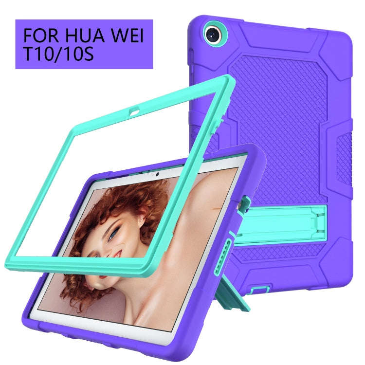 For Huawei MatePad T 10s / T10 Contrast Color Robot B3 Silicone Hybrid PC Tablet Case with Holder...