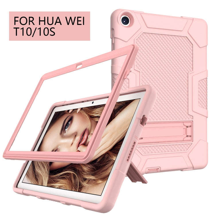 For Huawei MatePad T 10s / T10 Contrast Color Robot B3 Silicone Hybrid PC Tablet Case with Holder...