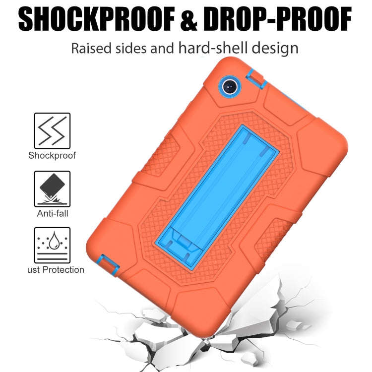 For Huawei MatePad T8 Contrast Color Robot B3 Silicone Hybrid PC Tablet Case with Holder(Orange B...