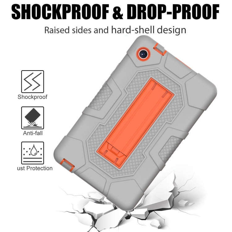For Huawei MatePad T8 Contrast Color Robot B3 Silicone Hybrid PC Tablet Case with Holder(Grey Ora...