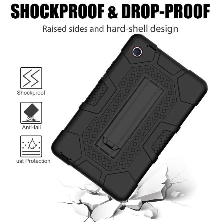 For Huawei MatePad T8 Contrast Color Robot B3 Silicone Hybrid PC Tablet Case with Holder(Black)