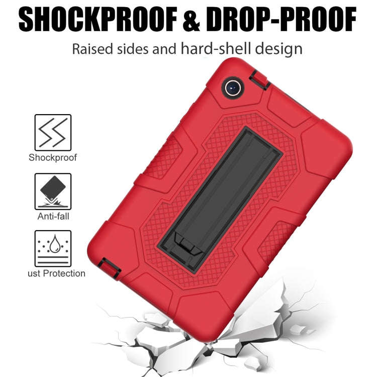 For Huawei MatePad T8 Contrast Color Robot B3 Silicone Hybrid PC Tablet Case with Holder(Red Black)