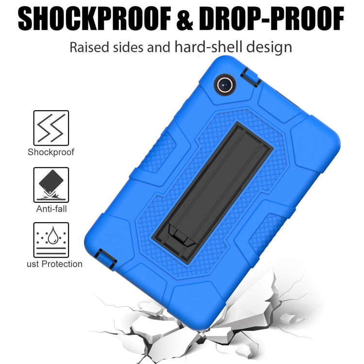 For Huawei MatePad T8 Contrast Color Robot B3 Silicone Hybrid PC Tablet Case with Holder(Blue Black)