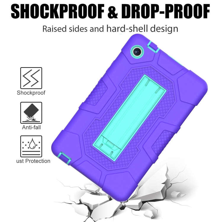 For Huawei MatePad T8 Contrast Color Robot B3 Silicone Hybrid PC Tablet Case with Holder(Purple M...