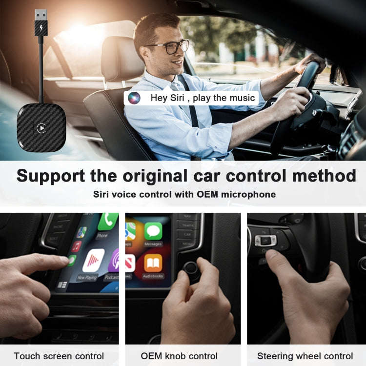 USB + USB-C / Type-C Wired to Wireless Carplay Adapter for iPhone(Black)
