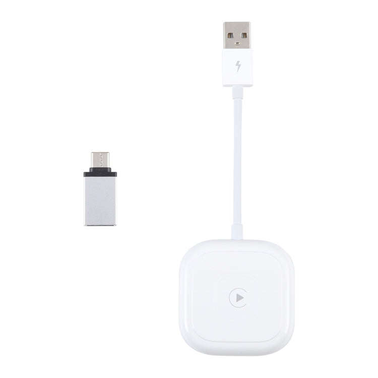 USB + USB-C / Type-C Wired to Wireless Carplay Adapter for iPhone(White)