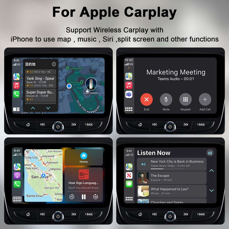 USB + USB-C / Type-C Wired to Wireless Carplay Adapter for iPhone(White)