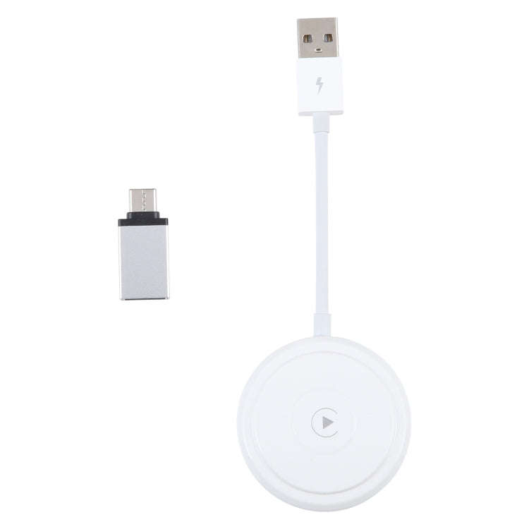 USB + USB-C / Type-C Wired to Wireless Carplay Adapter for iPhone(White)