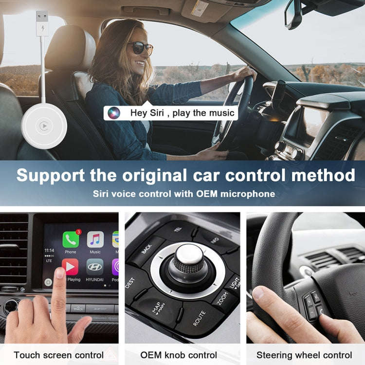 USB + USB-C / Type-C Wired to Wireless Carplay Adapter for iPhone(White)
