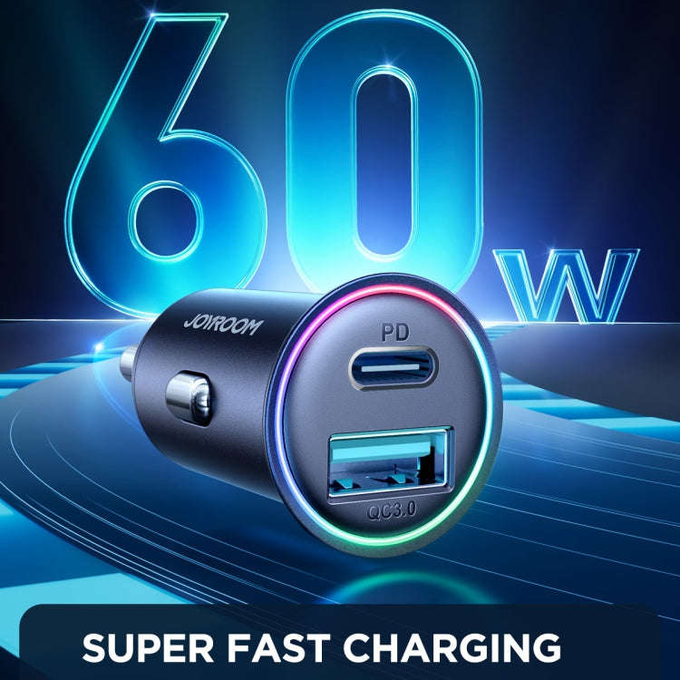 JOYROOM JR-CCN04 60W PD+QC3.0 Mini Metal Car Charger(Black)