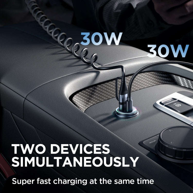JOYROOM JR-CCN04 60W PD+QC3.0 Mini Metal Car Charger(Black)