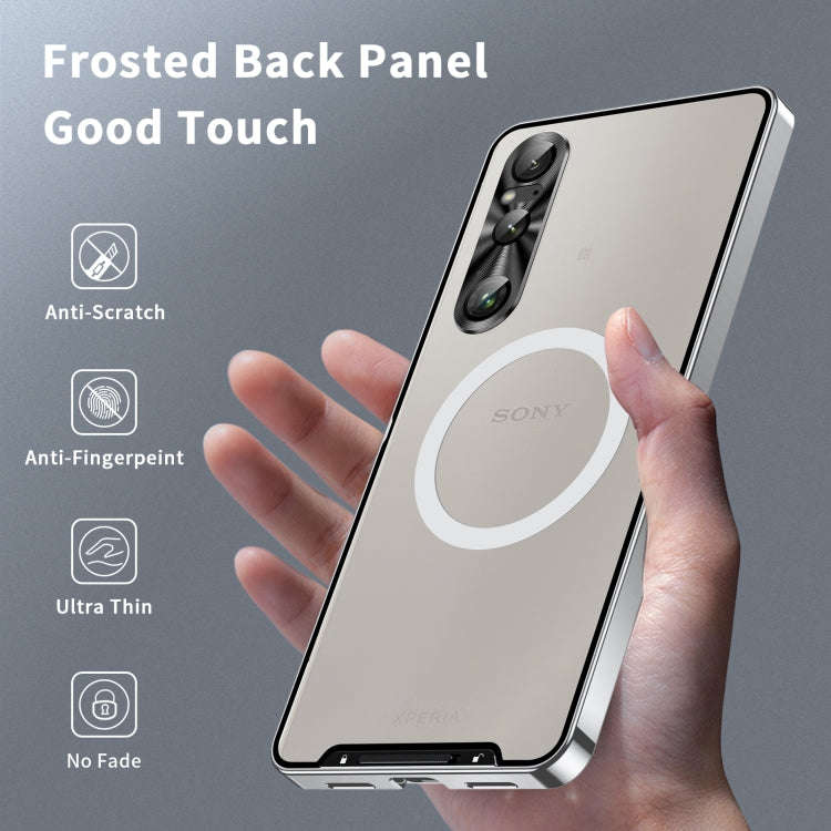 For Sony Xperia 1 VI Frosted Metal MagSafe Magnetic Phone Case(Silver)
