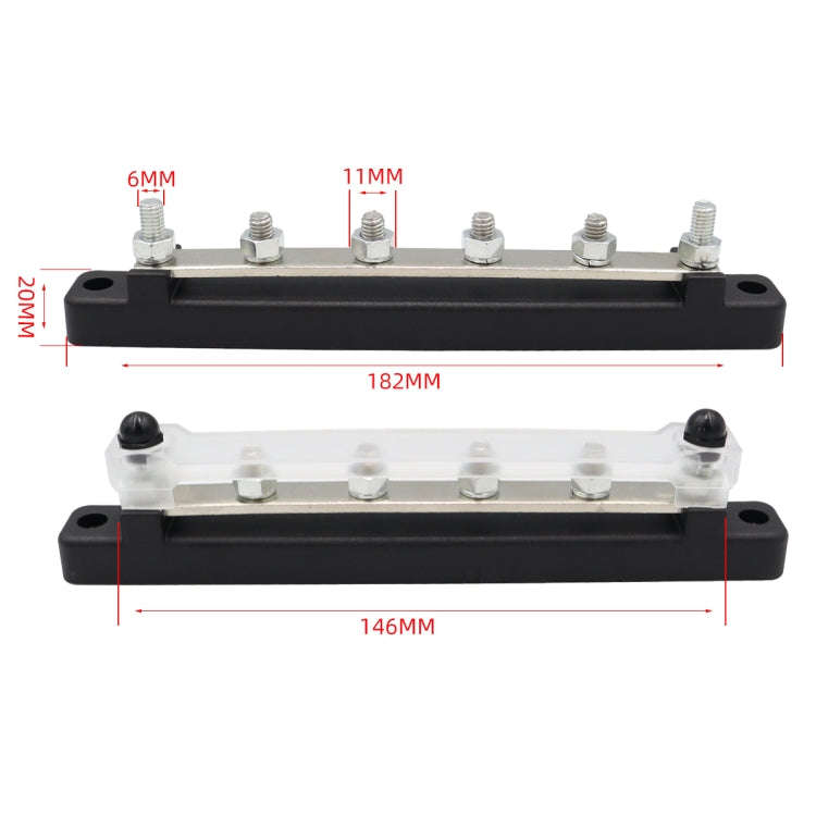 CP-3124 RV Yacht 150A High Current Single-row 4-way Busbar with 6pcs Terminals