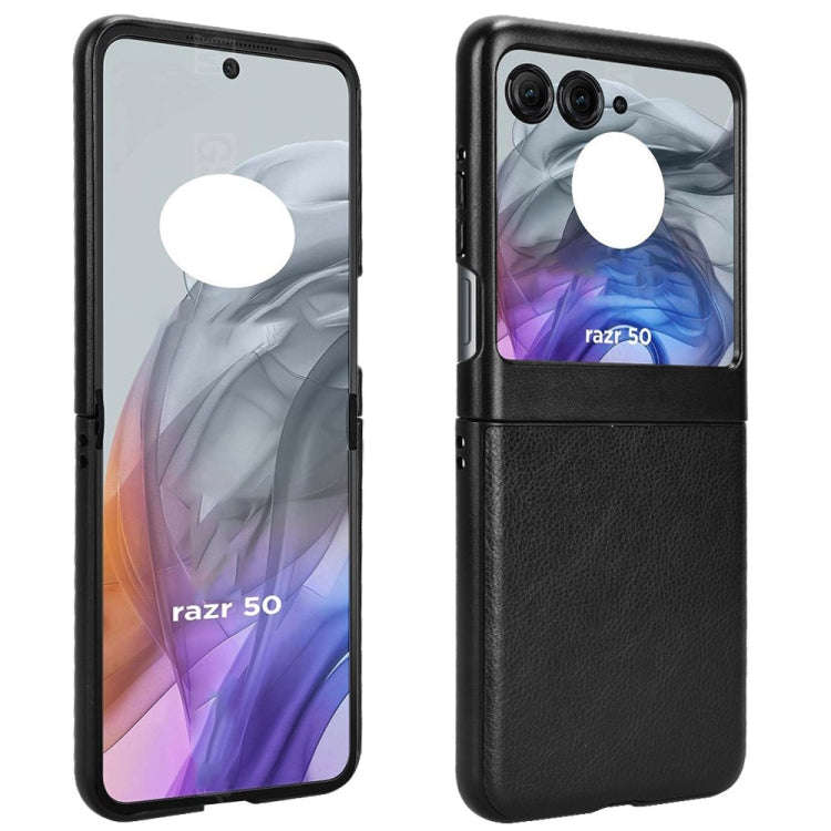 For Motorola Razr 50 Litchi Texture Back Cover Phone Case(Black)