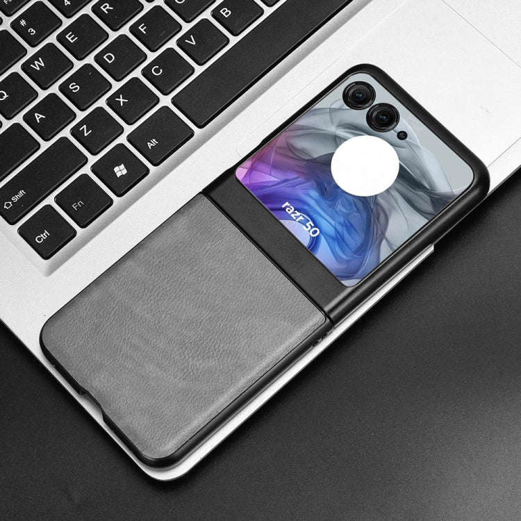 For Motorola Razr 50 Litchi Texture Back Cover Phone Case(Grey)