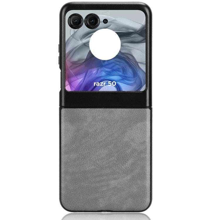 For Motorola Razr 50 Litchi Texture Back Cover Phone Case(Grey)