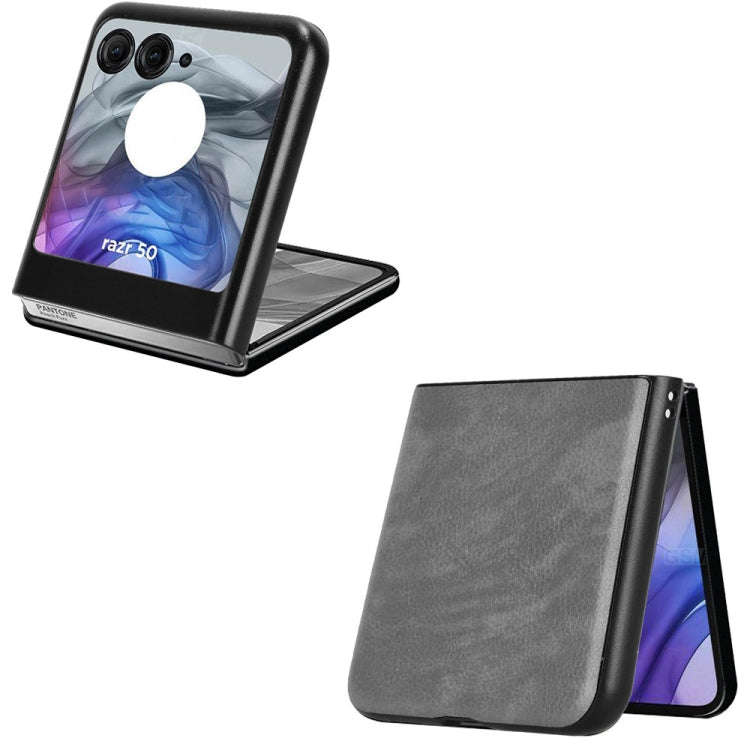 For Motorola Razr 50 Litchi Texture Back Cover Phone Case(Grey)
