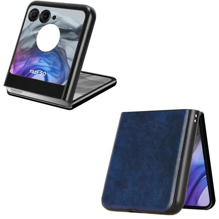 For Motorola Razr 50 Litchi Texture Back Cover Phone Case(Blue)