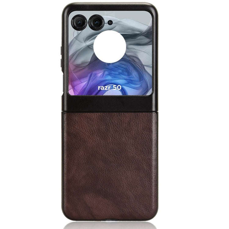 For Motorola Razr 50 Litchi Texture Back Cover Phone Case(Brown)