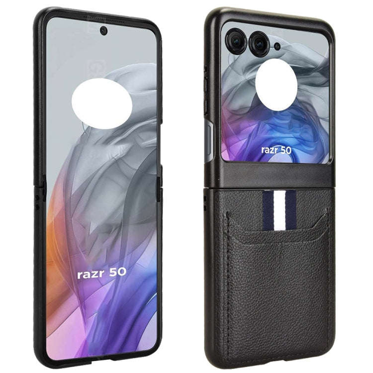 For Motorola Razr 50 Litchi Texture Card Slot Phone Case(Black)
