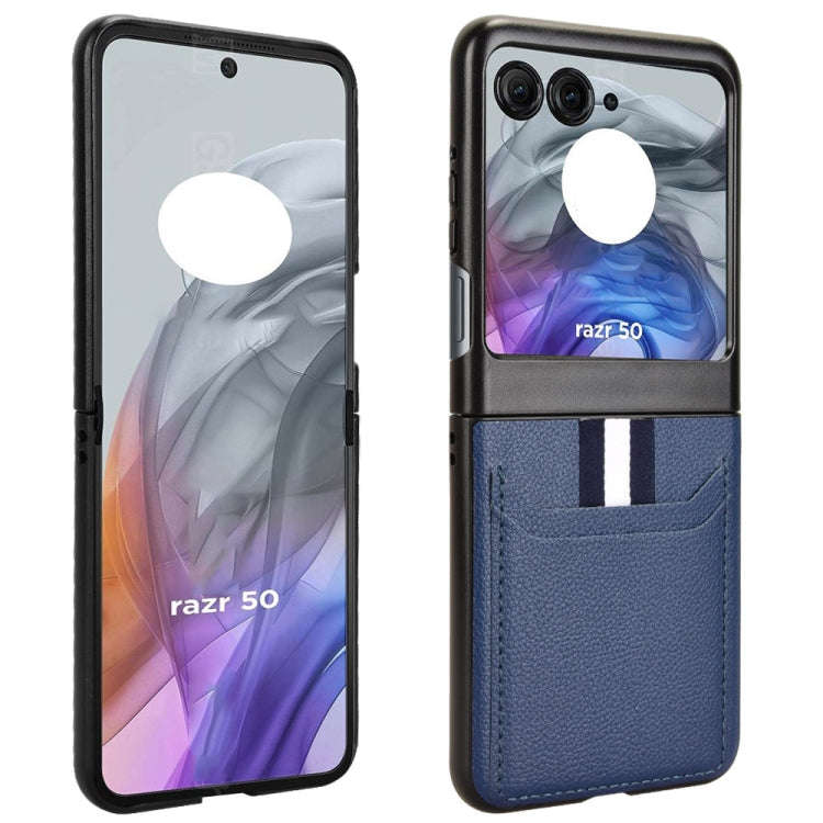 For Motorola Razr 50 Litchi Texture Card Slot Phone Case(Blue)