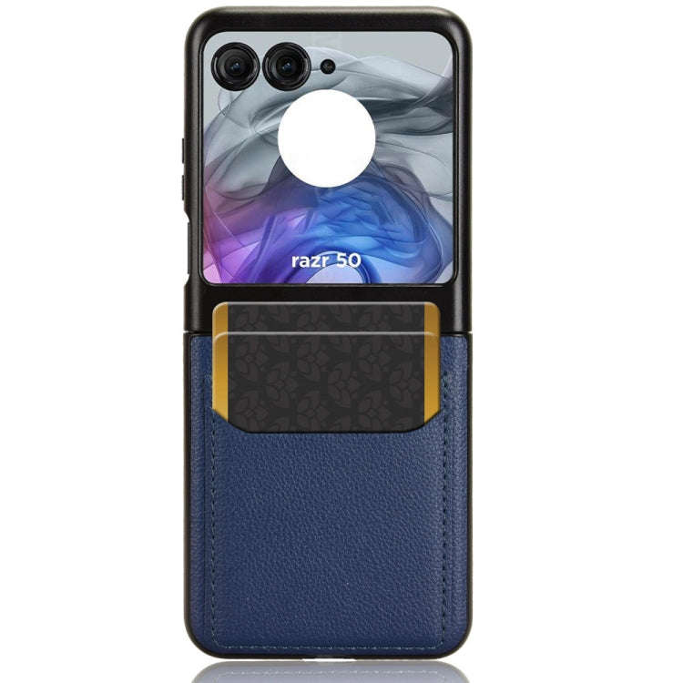 For Motorola Razr 50 Litchi Texture Card Slot Phone Case(Blue)