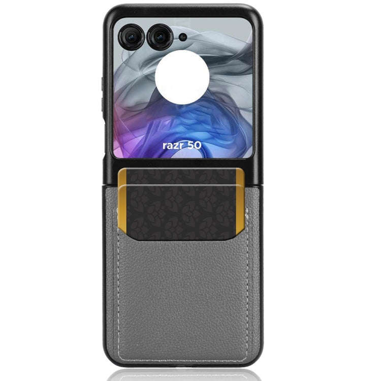 For Motorola Razr 50 Litchi Texture Card Slot Phone Case(Grey)
