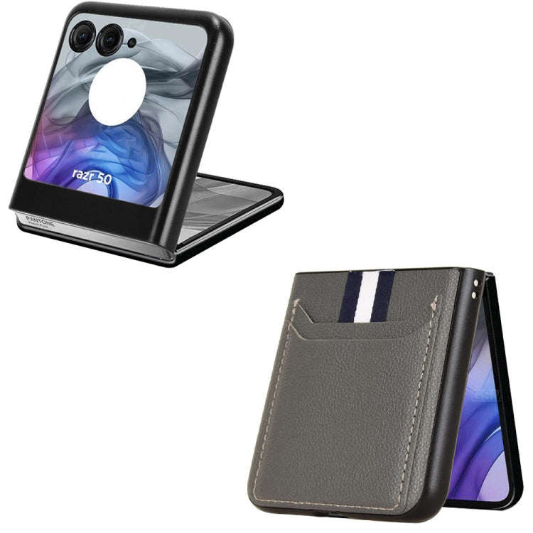 For Motorola Razr 50 Litchi Texture Card Slot Phone Case(Grey)