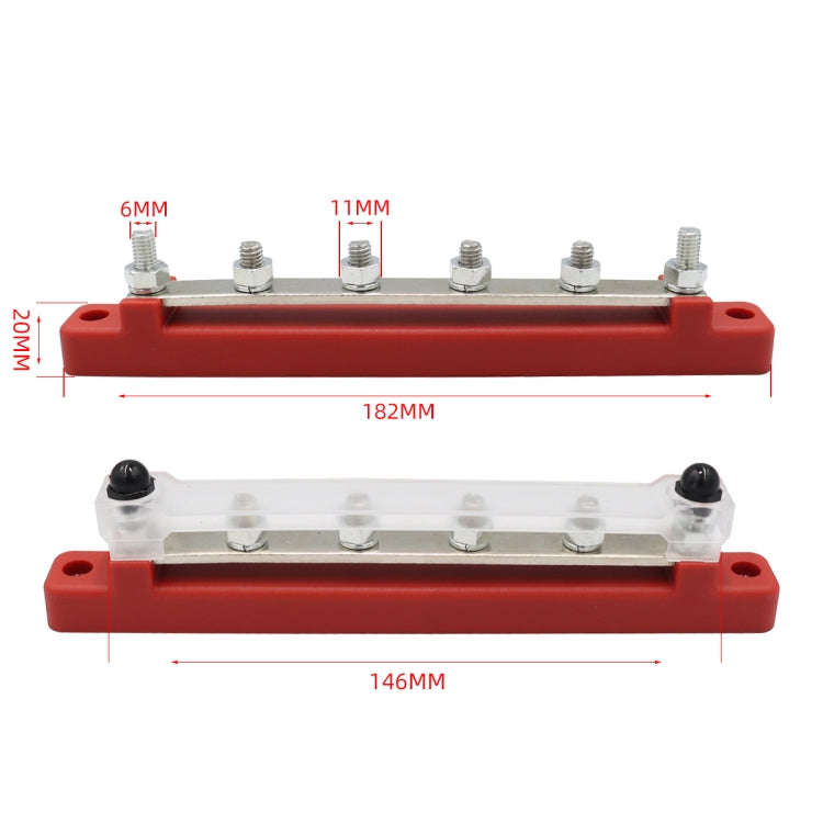 CP-3125 1 Pair RV Yacht 150A High Current Single-row 4-way Busbar with 12pcs Terminals