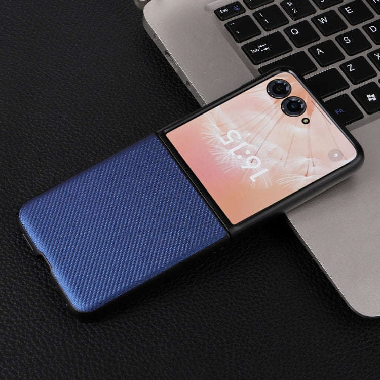 For Motorola Moto Razr 50 Ultra PU Leather PC Phone Case(Blue)