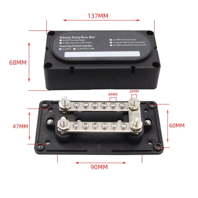 CP-3158 300A 12-48V RV Yacht Modified Double Row 12-way M6 Terminal Busbar with 12pcs Terminals