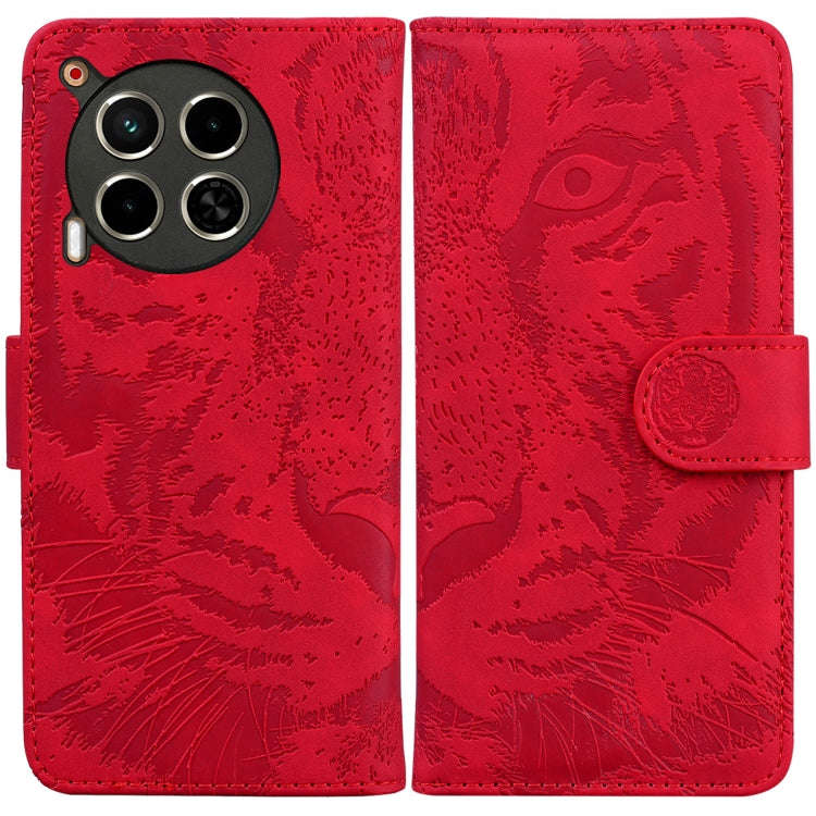 For Tecno Camon 30 4G / 5G Tiger Embossing Pattern Flip Leather Phone Case(Red)
