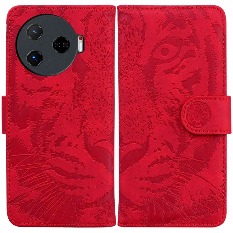 For Tecno Camon 30 Pro Tiger Embossing Pattern Flip Leather Phone Case(Red)