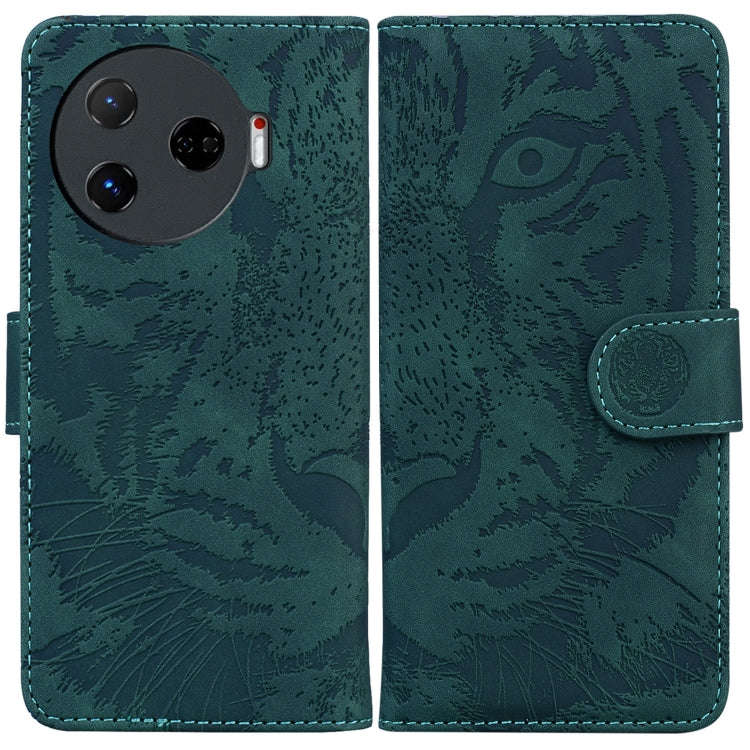For Tecno Camon 30 Pro Tiger Embossing Pattern Flip Leather Phone Case(Green)