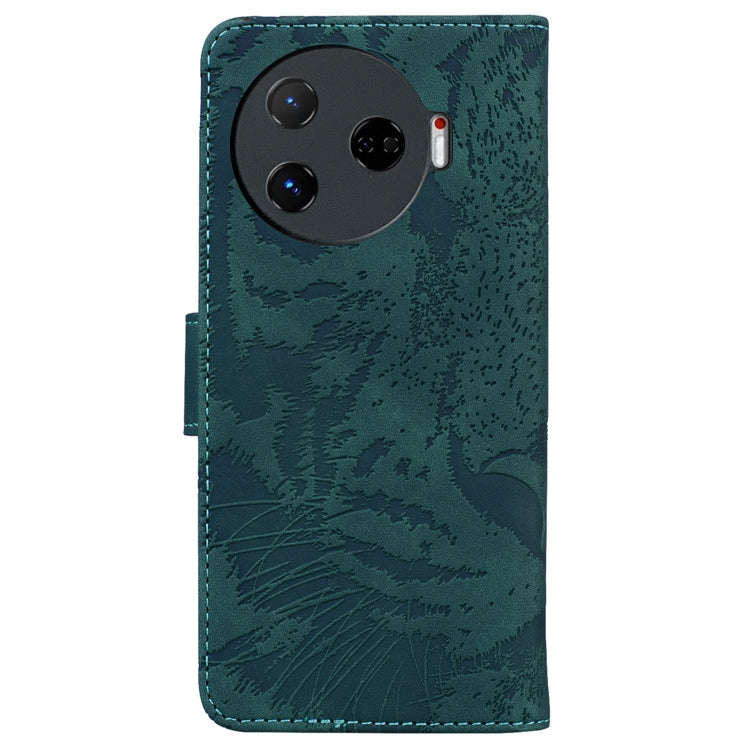 For Tecno Camon 30 Pro Tiger Embossing Pattern Flip Leather Phone Case(Green)