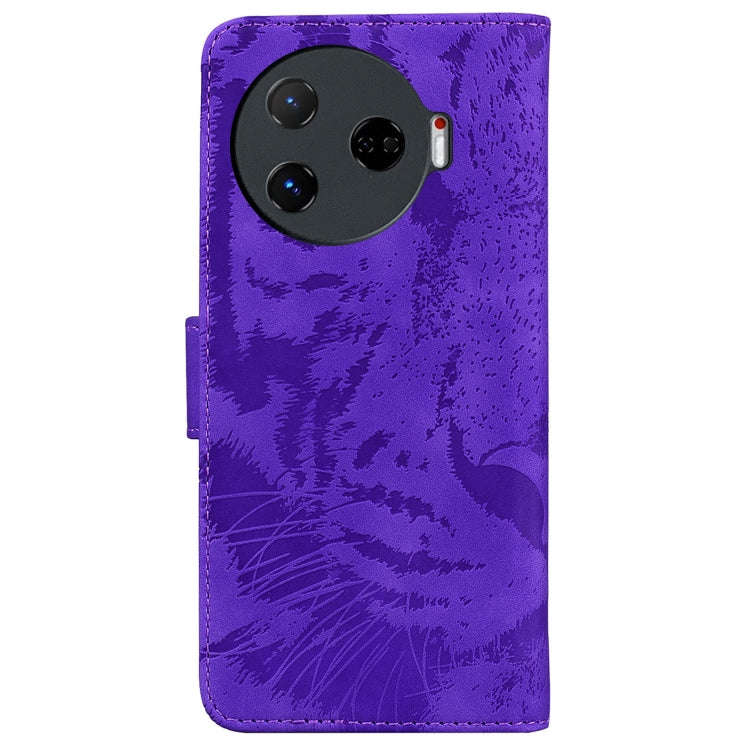 For Tecno Camon 30 Pro Tiger Embossing Pattern Flip Leather Phone Case(Purple)