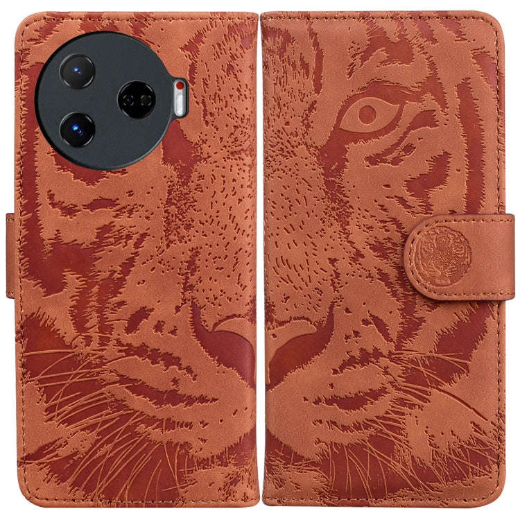 For Tecno Camon 30 Pro Tiger Embossing Pattern Flip Leather Phone Case(Brown)