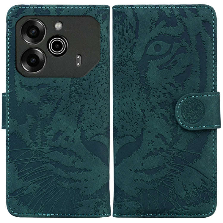 For Tecno Pova 6 / Pova 6 Pro Tiger Embossing Pattern Flip Leather Phone Case(Green)