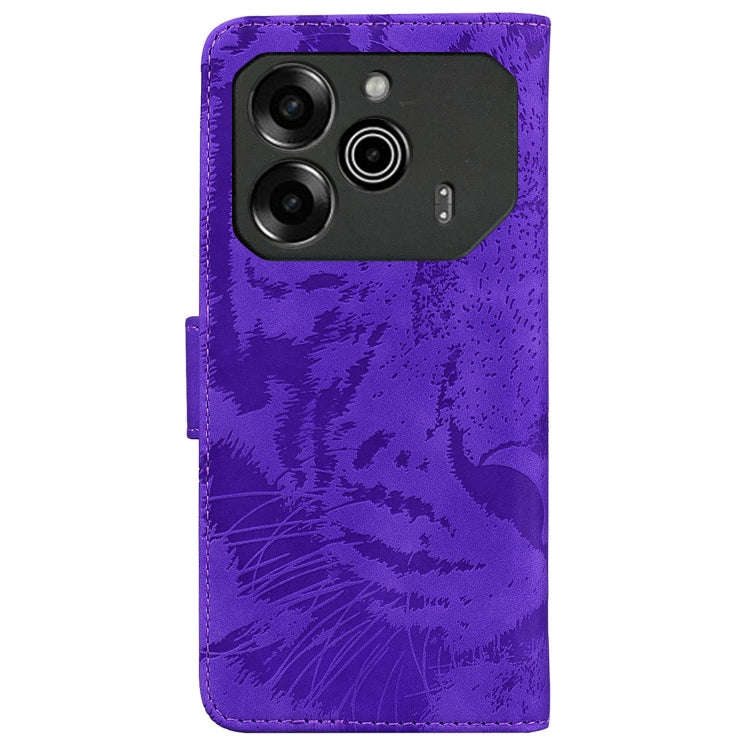 For Tecno Pova 6 / Pova 6 Pro Tiger Embossing Pattern Flip Leather Phone Case(Purple)