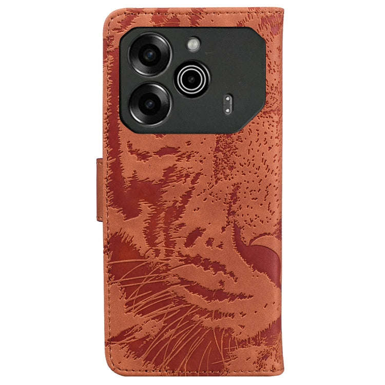For Tecno Pova 6 / Pova 6 Pro Tiger Embossing Pattern Flip Leather Phone Case(Brown)