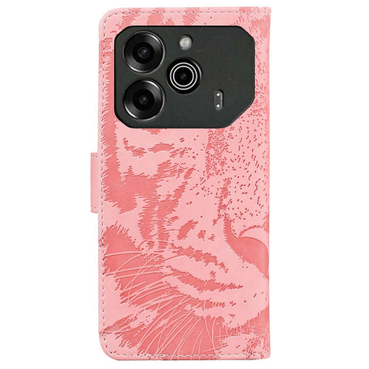 For Tecno Pova 6 / Pova 6 Pro Tiger Embossing Pattern Flip Leather Phone Case(Pink)