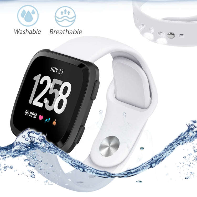 For Fitbit Versa 2 / Fitbit Versa / Fitbit Versa Lite Solid Color Silicone Watch Band, Size:S(White)