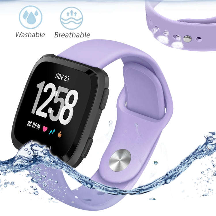 For Fitbit Versa 2 / Fitbit Versa / Fitbit Versa Lite Solid Color Silicone Watch Band, Size:S(Pin...