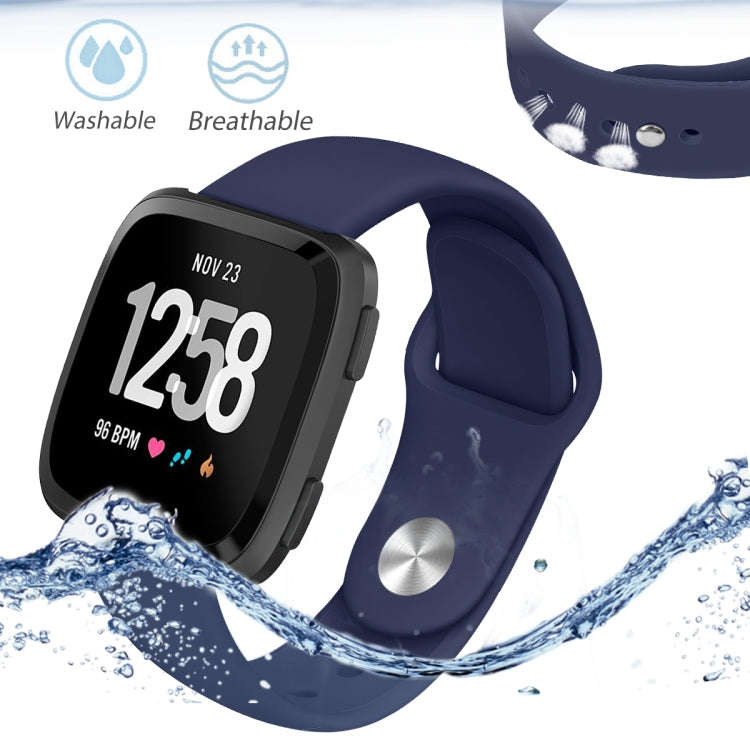 For Fitbit Versa 2 / Fitbit Versa / Fitbit Versa Lite Solid Color Silicone Watch Band, Size:S(Navy)