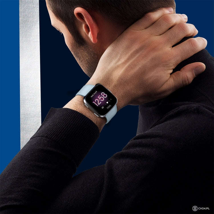 For Fitbit Versa 2 / Fitbit Versa / Fitbit Versa Lite Solid Color Silicone Watch Band, Size:S(Bab...