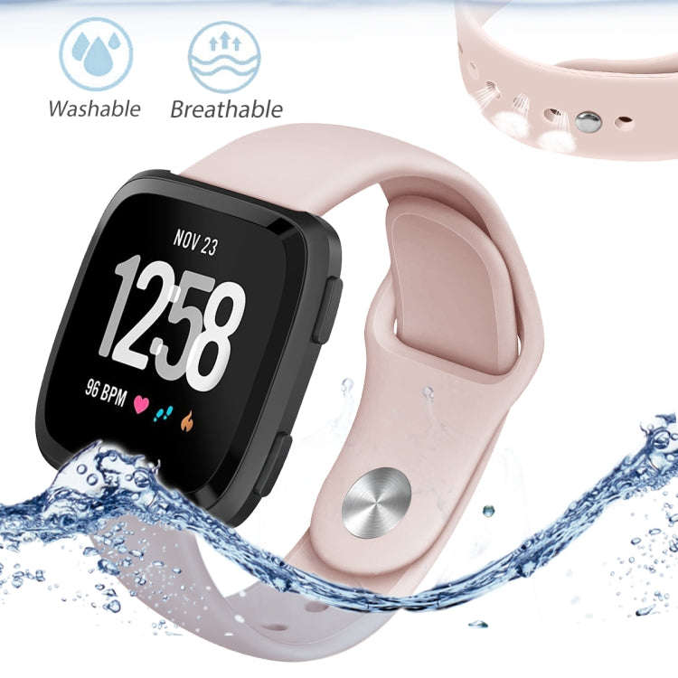 For Fitbit Versa 2 / Fitbit Versa / Fitbit Versa Lite Solid Color Silicone Watch Band, Size:S(San...
