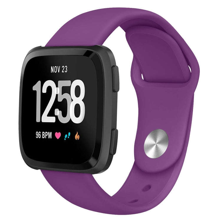 For Fitbit Versa 2 / Fitbit Versa / Fitbit Versa Lite Solid Color Silicone Watch Band, Size:S(Pur...