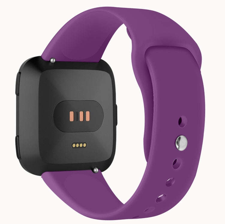 For Fitbit Versa 2 / Fitbit Versa / Fitbit Versa Lite Solid Color Silicone Watch Band, Size:S(Pur...
