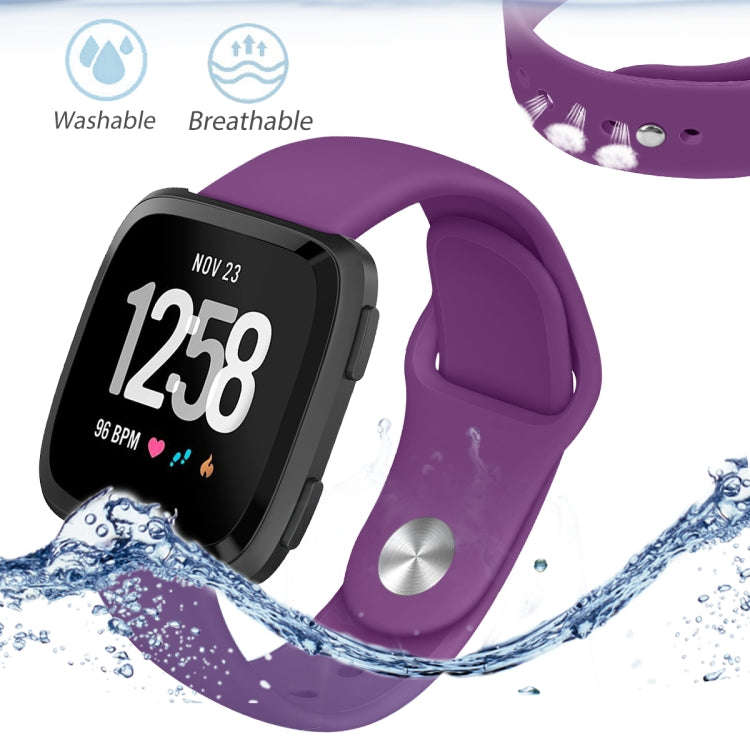 For Fitbit Versa 2 / Fitbit Versa / Fitbit Versa Lite Solid Color Silicone Watch Band, Size:S(Pur...