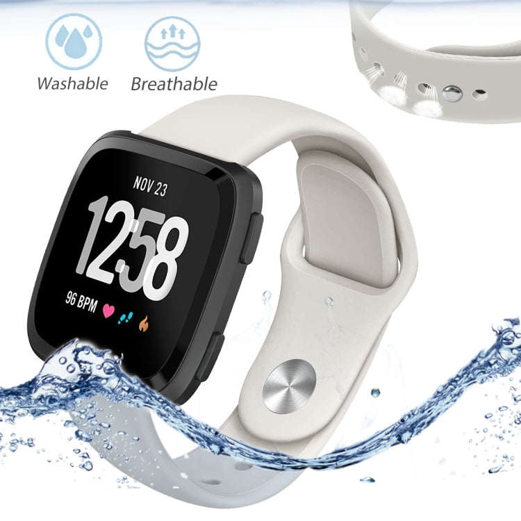 For Fitbit Versa 2 / Fitbit Versa / Fitbit Versa Lite Solid Color Silicone Watch Band, Size:S(Apr...